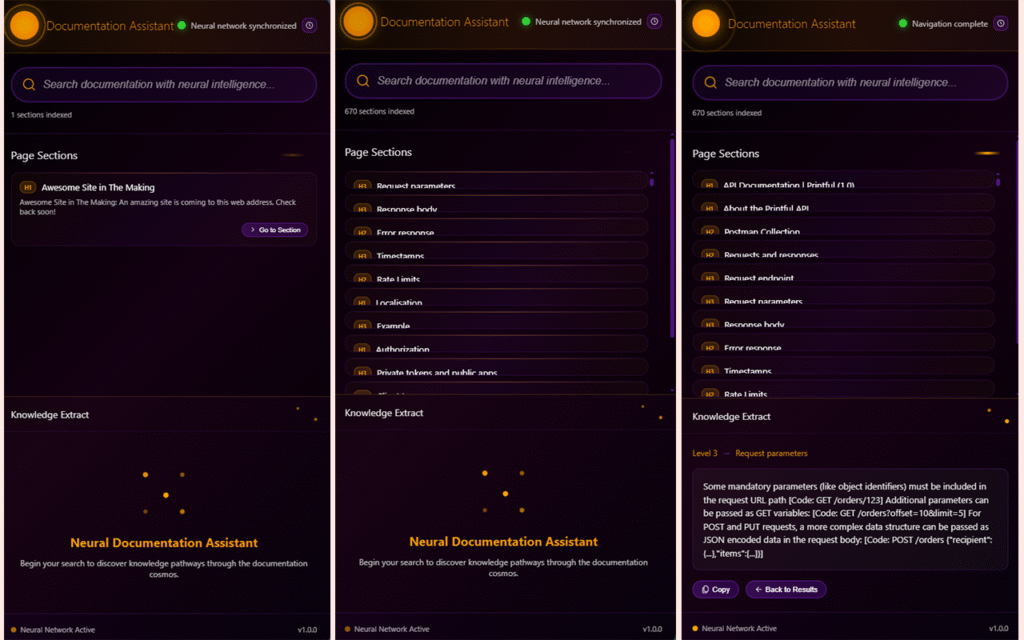 Documentation-Assistant extension screenshots
